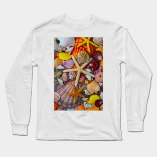 Pile Of Tropical Seashells And Starfish Long Sleeve T-Shirt